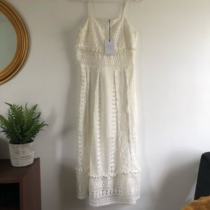 Endless Rose Lace, Pom and Fringe White Dress